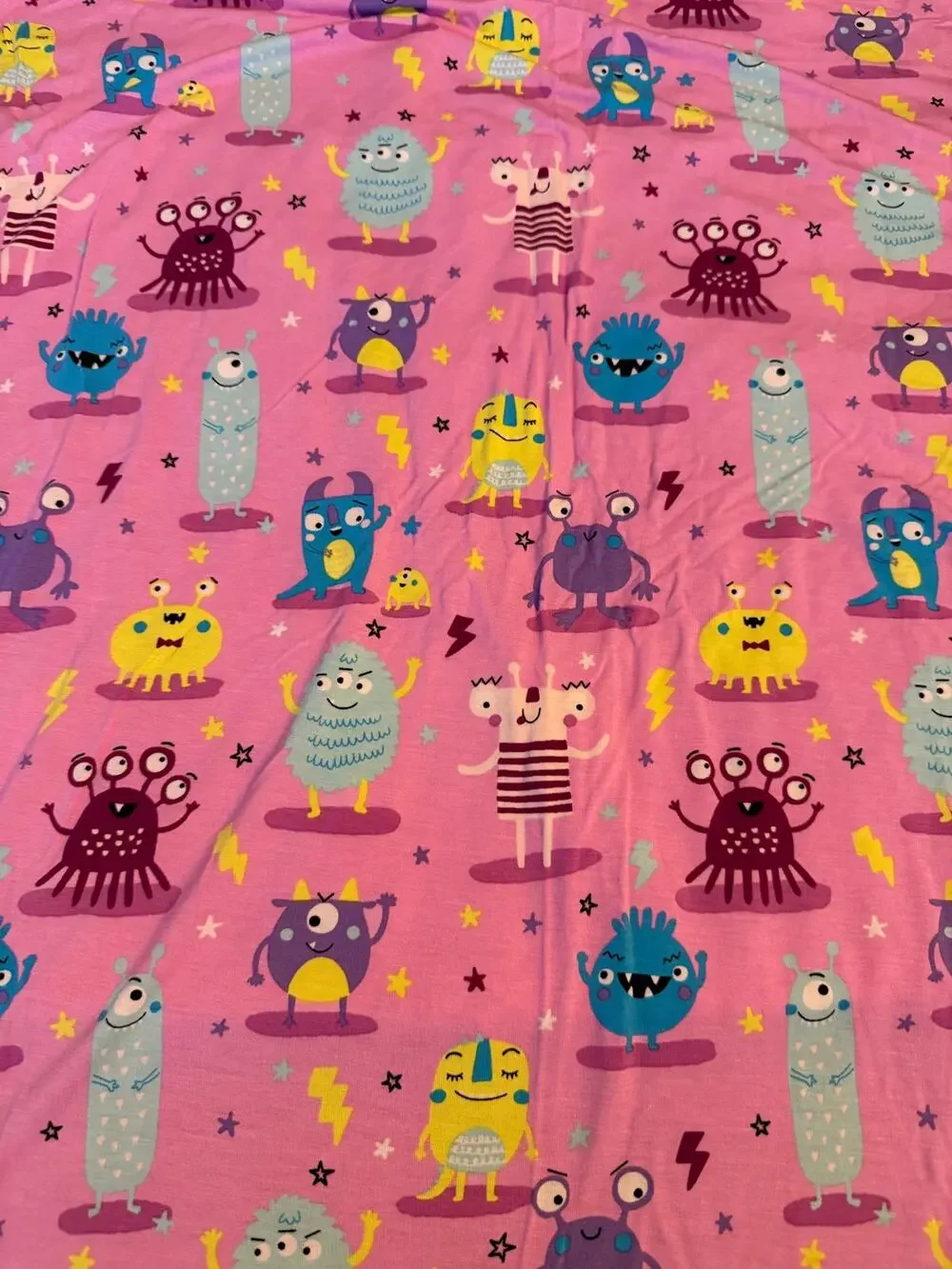 Little Sleepies Monster Mayhem Pink Light Weight Swaddler Approx 44 x44 Bamboo